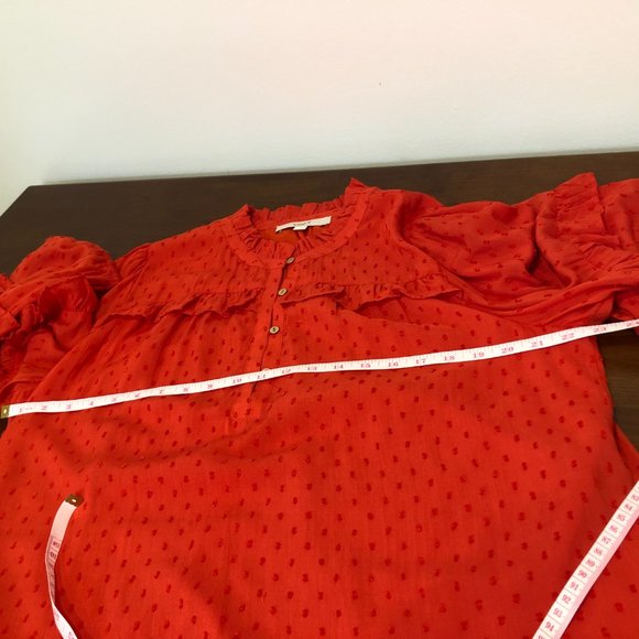 Loft Dot Textured Ruffled Long Sleeve Top Size L NWT. - Picture 10 of 16